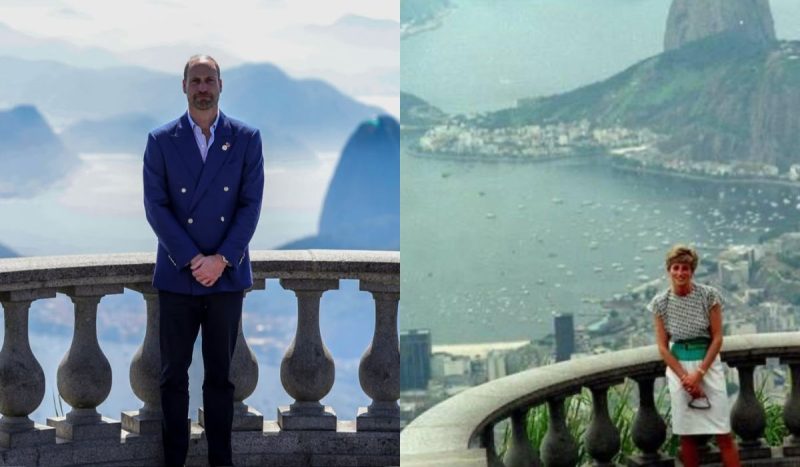 O membro da realeza também registrou o momento em frente ao Pão de Açúcar, assim como sua mãe fez na época - @princeandprincessofwales/Instagram/Reprodução; Redes Sociais/Reprodução/ND Mais