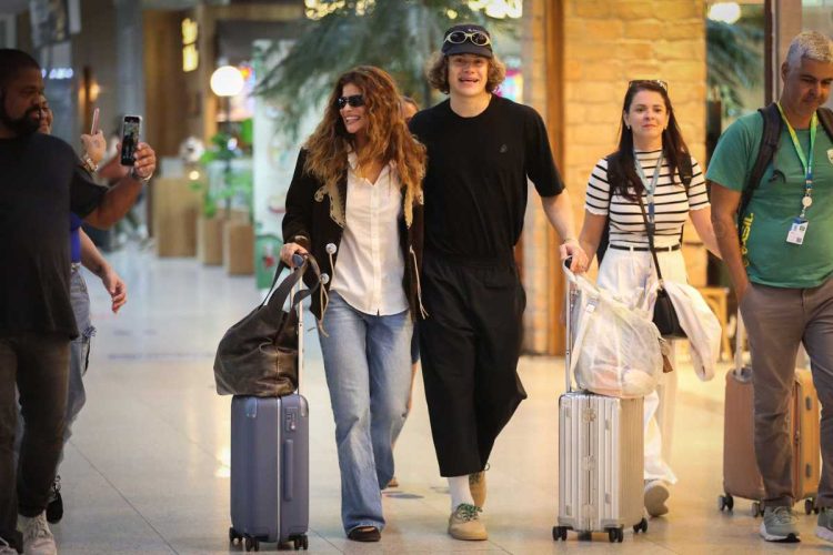 isadora cruz com lucas pinheiro no aeroporto santos dumont